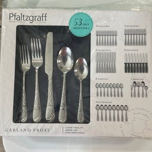 Pfaltzgraff Garland Frost 53-piece Flatware set NEW in box